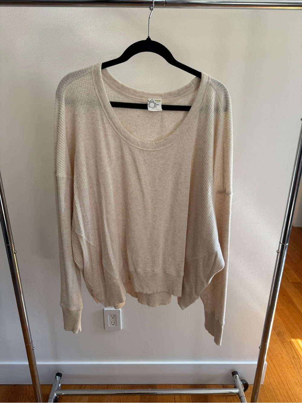 aerie OFFLINE Cream Waffle-Knit Long Sleeve Pullover